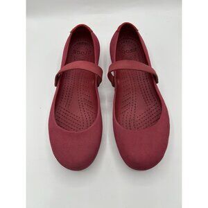Crocs Alice Shoes Ballet Flats Rounded Toe Slip On Red Womens Size 11